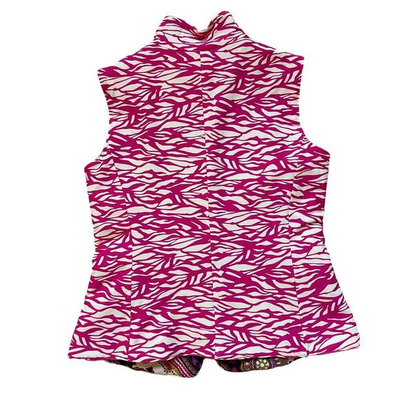 Jude Connally Reversible Quilted Vest M | Pink Zebra & Paisley Sleeveless Jacket - Picture 7 of 7